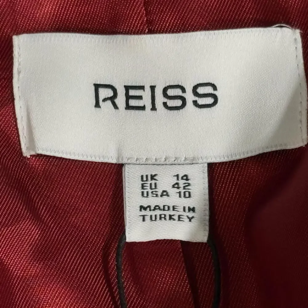 Reiss Blazer Womens 10 Red Jules-SB Suit Jacket Burnt Red Lined Notch Lapel